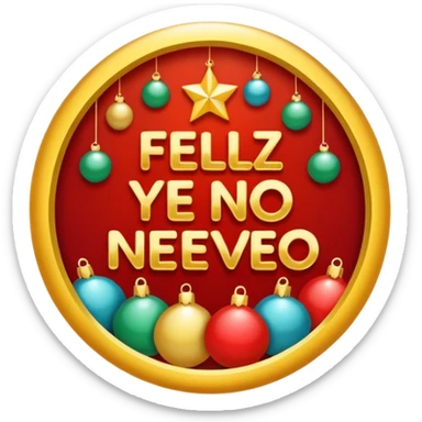 necesito un logo formato redondo en el cual transmita el siguiente mensaje "feliz año nuevo" sticker