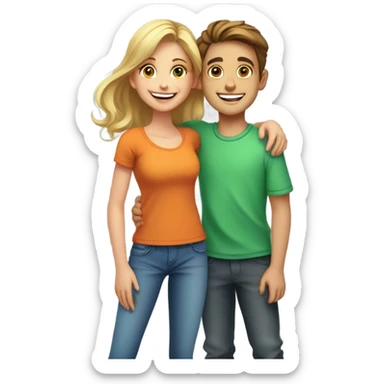 smiling girl and boy portrait sticker
