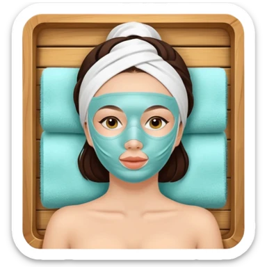 Lady with face mask spa beauty full face relaxing sticker