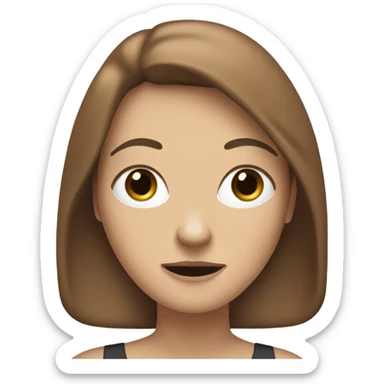 A white lady with brown hair and a speech bubble saying ‘I’m not that good at thinking’ sticker