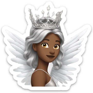  brown ballerina silver wings silver princess crown sticker