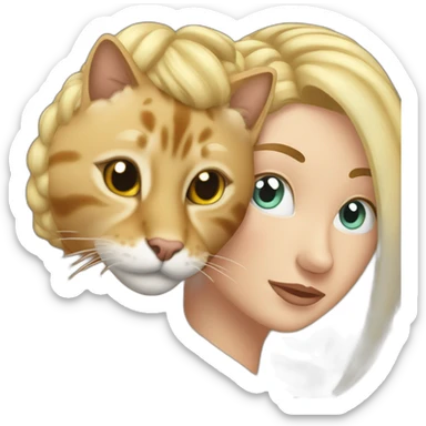 tabby cat massaging blonde woman's head sticker