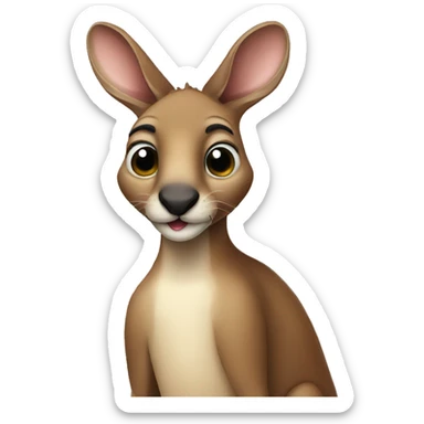 Kangaroo holding a cat sticker