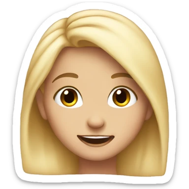 Cute blonde Girl blushing and happy sticker