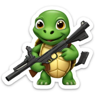 Turtle with gun  sticker