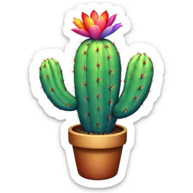 rainbow cactus with no spikes sticker