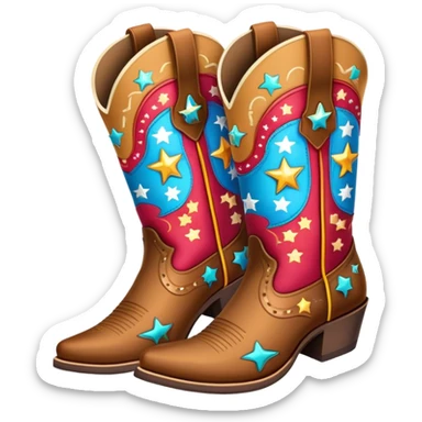 colorful fancy cowboy boots with stars and western patterns sticker