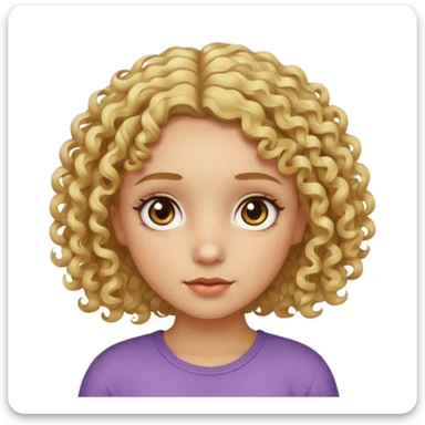 Light skinned girl with curly short blond hair and hazel eyes sticker