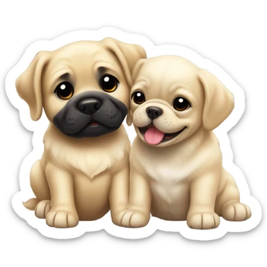 English cream golden retriever and a black frenchie as best friends sticker