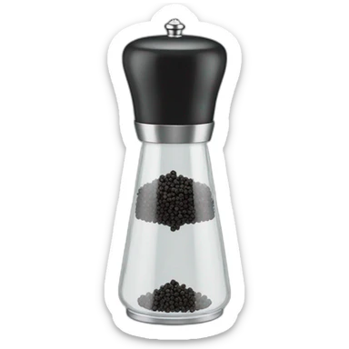 glass pepper mill with black pepper  sticker