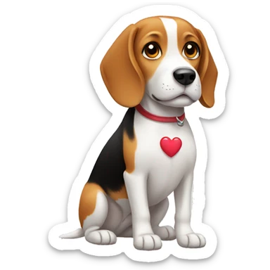 Beagle with heart  sticker