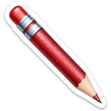 red glitter pencil sticker