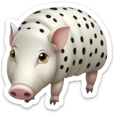 White pig armadillo cow centipede insect with black spots sticker