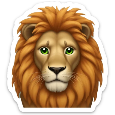 Lion with black mane and a scar on face with orange fur and green eyes sticker