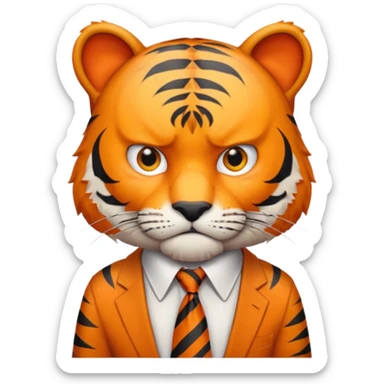 A tiger in office clothes, angrily stressed over a deadline., portrait sticker
