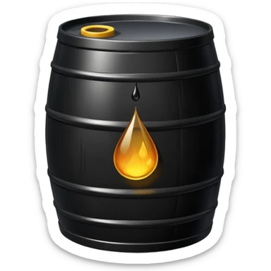 generate an ultra realistic black metal barrel without rust and with a black drop of oil on it sticker