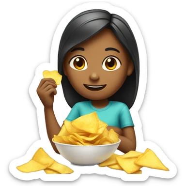 Girl eating chips sticker