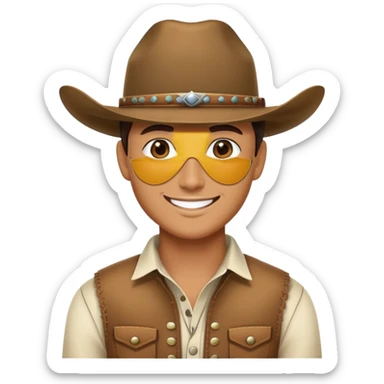 Character with white eye patch and cowboy hat sticker