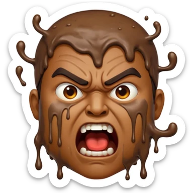 Indian man very dirty with brown slime. Angry screaming with rage sticker