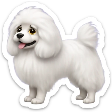 White fluffy Dog in makeup from a side view  sticker