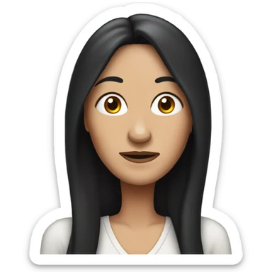 middle aged women with long black hair, long nose sticker