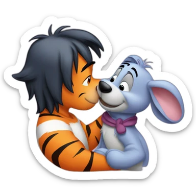 Tigger kissing Eeyore sticker
