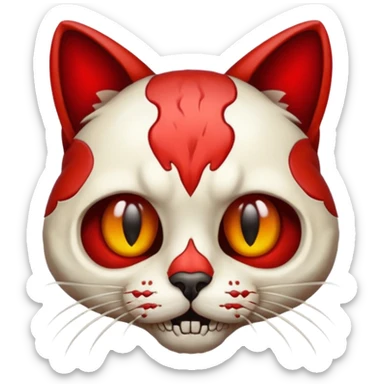 Half red cat half skull sticker