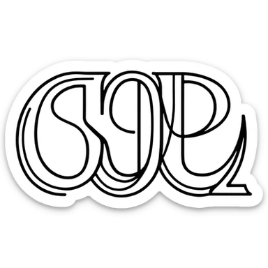 connected flowing BLK letters where all letters are joined together in one continuous design sticker