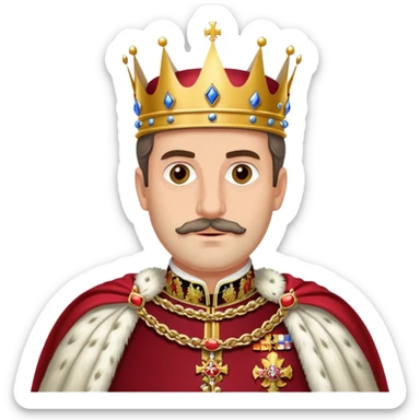 Carlos I of Spain, Habsburg king with crown and royal attire, prominent jaw sticker