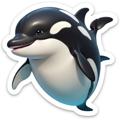 Cinematic Comical orca Portrait Emoji, Head tilted dramatically with an exaggeratedly shocked expression, featuring a sleek black-and-white body with wide, comically expressive eyes full of playful disbelief and animated flippers, Simplified yet hilariously expressive features, highly detailed, glowing with a slightly sassy oceanic glow, high shine, dramatic yet playful, stylized with an air of cheeky marine mischief, soft glowing outline, capturing the essence of a meme-worthy orca that looks ready to make waves with its hilariously dramatic antics! sticker