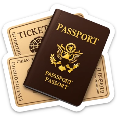 brown passaport and tickets sticker