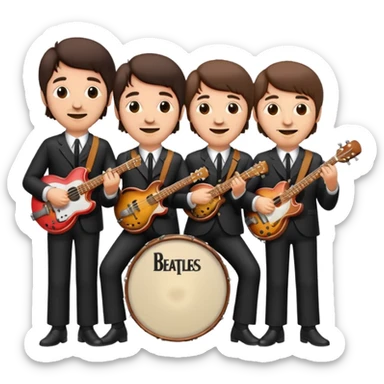 The Beatles with instruments, emoji style sticker