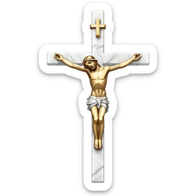 White marble crucifix cross sticker