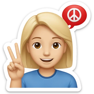 no worries emoji, cheerful face with a peace sign, with a speech bubble saying 'no worries' sticker