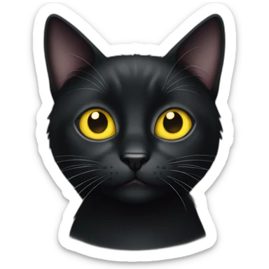 Black cat with a white spot between the yellow eyes sticker