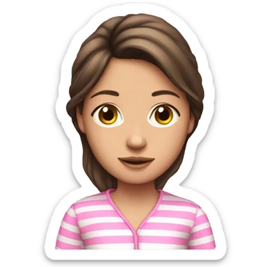 Brunette girl with pink striped pyjama sticker