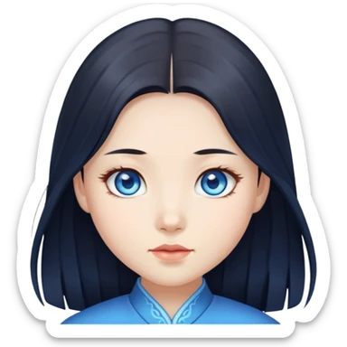 Chinese girl with blue eyes and long dark hair  sticker