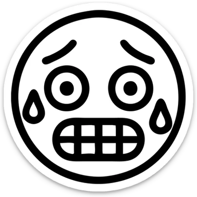 scared and nervous face, simple lines, expressive eyes, minimal details sticker