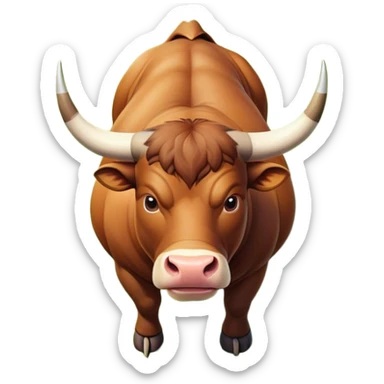 A top-down view of bull standing in a natural environment. sticker