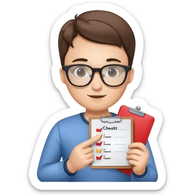 product owner person with glasses checklist sticker