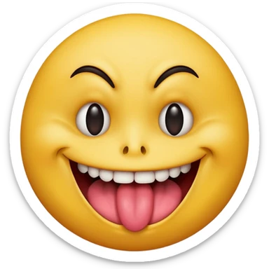 Insane smiley face who’s greedy and has beady tired eyes evil with tongue out  sticker