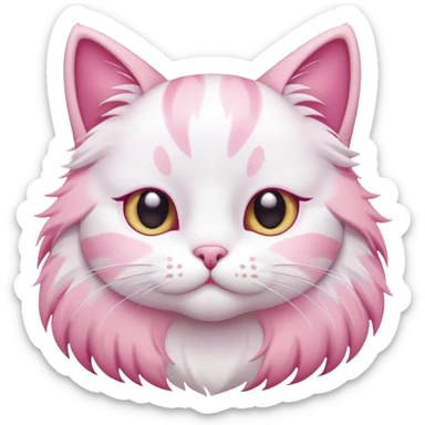 Pink and white cat sticker