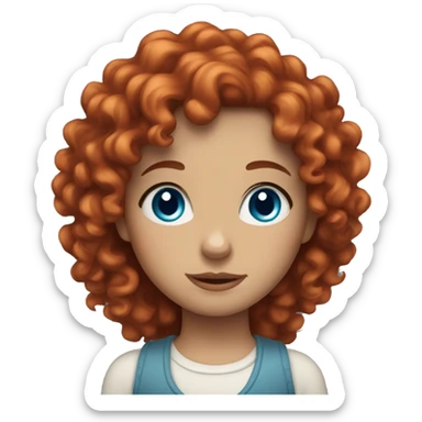 Girl with red curly hair and blue eyes  sticker