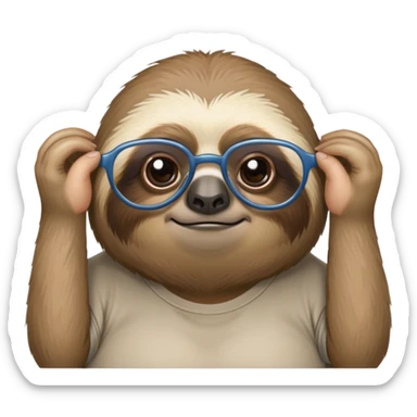 a grumpy sloth that is unhappy with a t-shirt which says: “Sonya”. she also has round thick glasses and she’s fat sticker