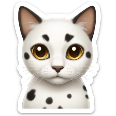 white cat with light brown and black spots  sticker