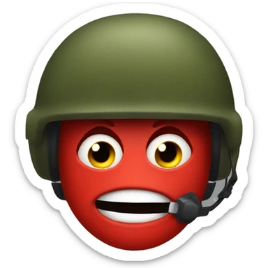 red devil emoji with military helmet sticker