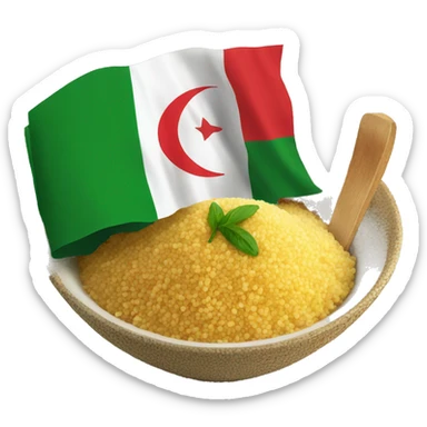 Couscous meal with Algerian flag sticker