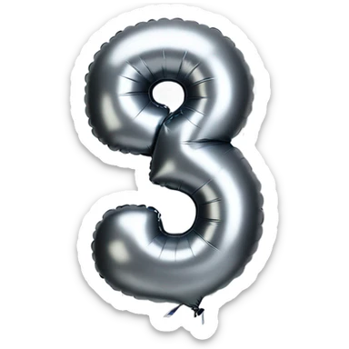 Silver balloon in shape of number 5 sticker