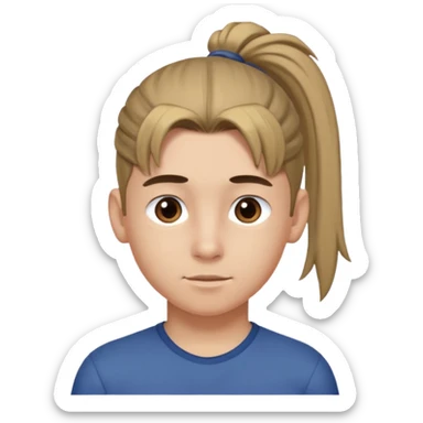 boy with ponytail, 3/4 view sticker