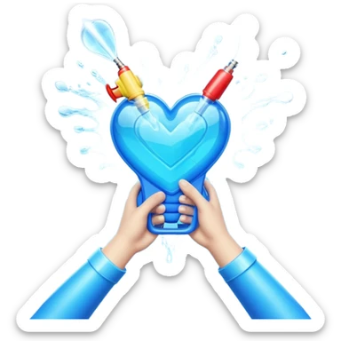 Water gun shooting through a heart made of handa sticker